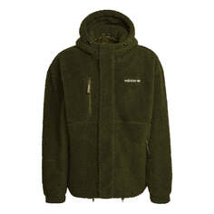 Куртка Men&apos;s adidas originals Polar Fleece Wb Logo Embroidered Sports Hooded Jacket Dark Olive Green, мультиколор