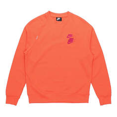 Толстовка Nike As M Nsw Ft Crw Wtour Embroidered Pattern Round Neck Long Sleeves Orange, оранжевый
