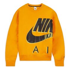 Толстовка Nike Air x Kim Jones Jointly Signed Logo Printing Brushed Round Collar GS Orange, оранжевый