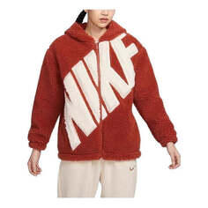 Куртка (WMNS) Nike Jacket Sports Hooded Jacket Plush &apos;Red White&apos;, белый