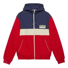 Толстовка Gucci Wool Jersey Hooded Zip-up Sweatshirt&apos;Red Blue Beige&apos;, красный