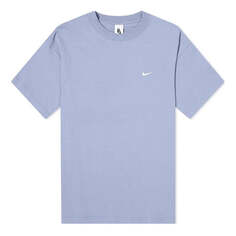 Футболка Nike Solo Swoosh Small Label Logo Solid Color Sports Round Neck Short Sleeve Blue, мультиколор