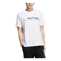 Футболка Men&apos;s adidas neo Solid Color Alphabet Printing Round Neck Casual Short Sleeve White T-Shirt, белый