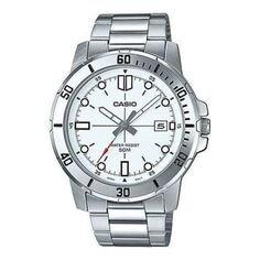 Часы CASIO Stainless Steel Strap Unisex Mens Silver Analog, цвет silver