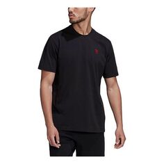 Футболка adidas Manchester United Soccer/Football Sports Solid Color Short Sleeve Black, мультиколор