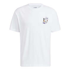 Футболка Men&apos;s adidas neo Cartoon Character Printing Logo Round Neck Short Sleeve White T-Shirt, мультиколор