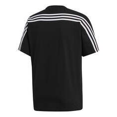 Футболка adidas M Mh 3S Tee Stripe Sports Training Round Neck Short Sleeve Black, черный