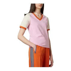 Футболка (WMNS) Adidas originals Adicolor 70s V-Neck Cali T-shirt &apos;True Pink&apos;, розовый