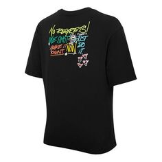 Футболка (WMNS) Nike Alphabet Pattern Printing Loose Round Neck Short Sleeve Black T-Shirt, черный