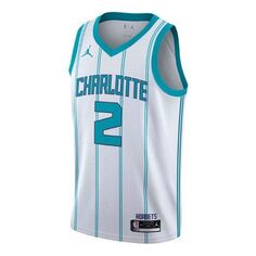 Майка Men&apos;s Air Jordan NBA Retro Basketball Jersey/Vest Charlotte Hornets Lonzo Ball No. 2 Blue, синий Nike