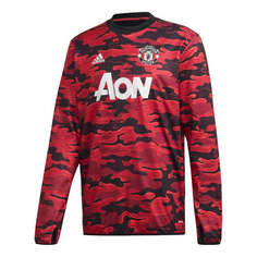 Толстовка adidas Mufc Pre Wrmtop 20-21 Season Camouflage Manchester United Soccer/Football Training Casual Sports Pullover Red, красный