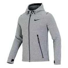 Куртка Nike Pro Therma-FIT Full-length zipper Cardigan Knit Training Hooded Jacket Gray, серый