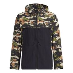 Куртка adidas Terrex Festiv Aop Wb Outdoor Sports Camouflage Splicing Hooded Jacket Brown, коричневый