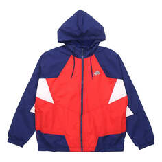 Куртка Nike Sportswear Heritage Windrunner Splicing hooded Woven Logo Jacket Red Blue Redblue, синий