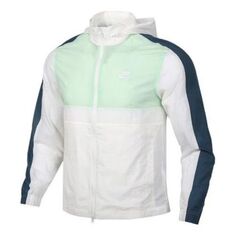 Куртка Nike Sportswear Woven Logo Stowaway Hood Jacket &apos;Green White&apos;, белый