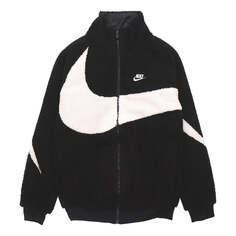 Куртка Nike Big Swoosh Large Logo lamb&apos;s wool Stay Warm Stand Collar Jacket Black White, белый