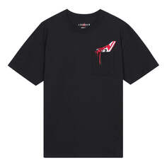 Футболка Men&apos;s Air Jordan 1 Pocket Shoes Embroidered Round Neck Short Sleeve Black T-Shirt, черный Nike
