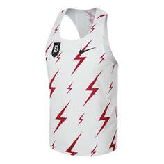 Майка NIKE Aeroswift Bowerman Track Club Running Racing Singlet &apos;White Red&apos;, белый