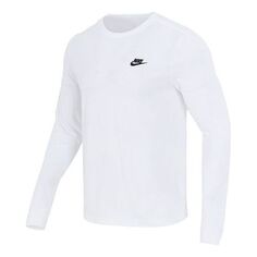 Футболка Men&apos;s Nike Embroidered Logo Loose Sports Running Long Sleeves White T-Shirt, мультиколор