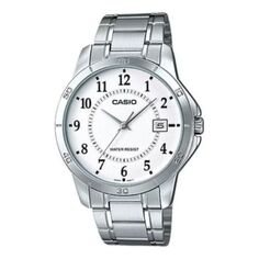 Часы Men&apos;s CASIO Minimalistic Large Steel Strip Waterproof Quartz Watch Silver Stainless Steel Strap Mens, белый