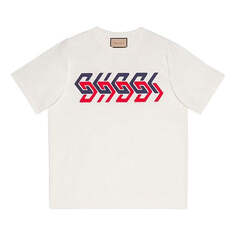 Футболка GUCCI Cotton jersey T-shirt with Gucci mirror print &apos;Ivory&apos;, белый