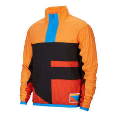 Куртка Nike As M Nk Flight Jacket Half Zipper hooded Colorblock Black Orange, черный