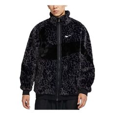 Куртка Men&apos;s Nike Sportswear Swoosh Black Large Logo Sports Jacket Autumn Black, черный