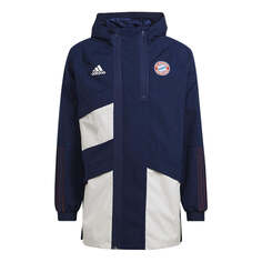 Куртка Men&apos;s adidas Fcb Trv Dr Jkt Badge Hooded Jacket Bayern Silkscreen Team Navy Blue, синий