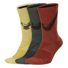 Носки Nike Everyday Max Cushioned Mid Tops Sports Training Socks 3 Pairs &apos;Yellow Gray Red&apos;, желтый