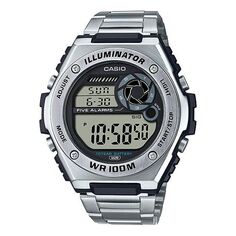 Часы CASIO Quartz Waterproof Sports Mens SilverGray Digital, серый