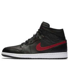 Кроссовки (GS) Air Jordan 1 Retro Mid &apos;Black Gym Red&apos;, черный Nike