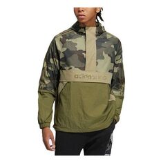 Куртка Men&apos;s adidas neo Camouflage Stripe Half Zipper Athleisure Casual Sports Jacket Olive Green, мультиколор