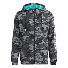 Куртка Men&apos;s adidas neo Camouflage Alphabet Stripe Woven Athleisure Casual Sports Hooded Jacket Black, мультиколор