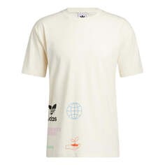 Футболка Adidas Made with Nature Multi Logo Tee &apos;Ivory White&apos;, мультиколор