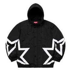 Куртка Supreme SS19 Stars Puffy Jacket Black Back Large logo Pattern Unisex, черный