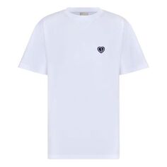 Футболка Men&apos;s DIOR SS22 Cotton Plain Weave Knit Material CD Heart Short Sleeve White T-Shirt, белый
