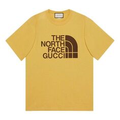 Футболка Men&apos;s GUCCI x THE NORTH FACE Crossover SS21 Casual Alphabet Logo Short Sleeve Light Yellow T-Shirt, желтый