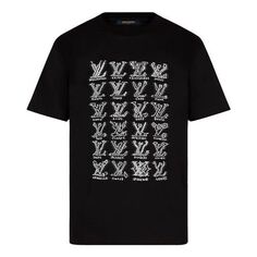 Футболка Men&apos;s LOUIS VUITTON Logo Printing Round Neck Short Sleeve Black, черный