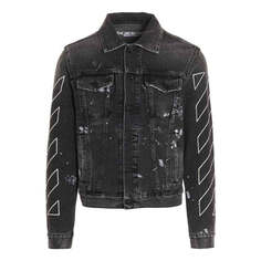 Куртка Men&apos;s OFF-WHITE SS22 Printing Denim Jacket Black, мультиколор