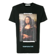 Футболка Men&apos;s OFF-WHITE Mona Lisa Printing Back Arrow Short Sleeve Black T-Shirt, мультиколор