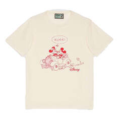 Футболка GUCCI x Disney Year Of The Rat Limited Mickey Printed Retro For Men Beige, цвет creamy