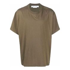 Футболка OFF-WHITE Diag Tab Solid Color Round Neck Short Sleeve Olive Green, зеленый