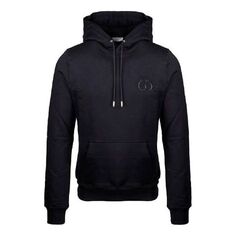 Толстовка DIOR Plain Letter Cd Logo Cotton Hooded Sweatshirt For Men Black, черный