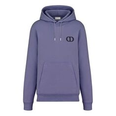 Толстовка Men&apos;s DIOR FW21 Logo Alphabet Embroidered Solid Color Pullover Purple Blue, синий