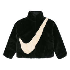 Куртка (WMNS) Nike Sportswear Swoosh Large Logo Stay Warm Lamb&apos;s Wool Stand Collar Jacket Autumn Asia Edition Black, черный