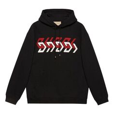 Толстовка GUCCI Jersey Hoodie with Gucci Mirror Print &apos;Black&apos;, черный