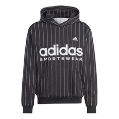 Толстовка adidas Pinstripe Fleece Hoodie &apos;Black White&apos;, черный