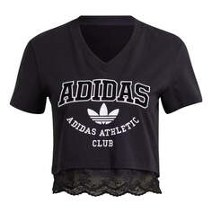 Футболка (WMNS) ADIDAS Originals Cropped Lace Trim T-shirt &apos;Black&apos;, черный