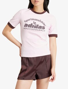 Хлопковая футболка Adidas Originals, розовый