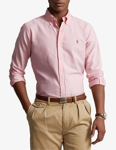 Узкая оксфордская рубашка с длинными рукавами Ralph Lauren, розовый